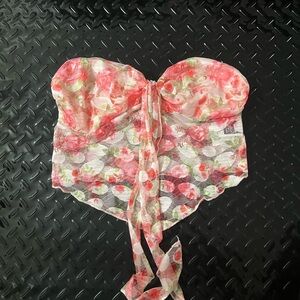 SHEIN Pink and Green Lace Top